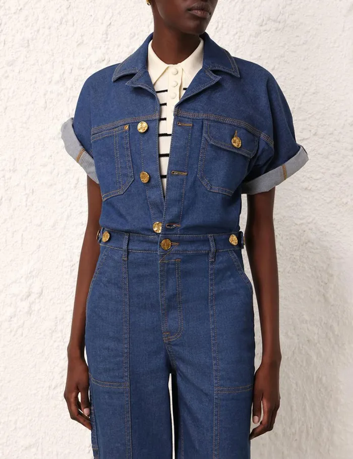 Women Denim Zimmermann Matchmaker Denim Boiler Suit Railway Blue