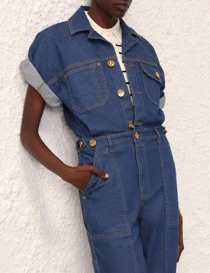Women Denim Zimmermann Matchmaker Denim Boiler Suit Railway Blue