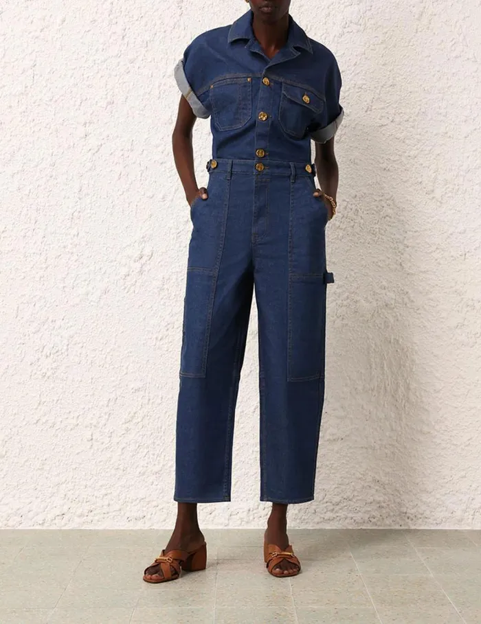 Women Denim Zimmermann Matchmaker Denim Boiler Suit Railway Blue