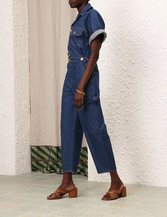 Women Denim Zimmermann Matchmaker Denim Boiler Suit Railway Blue