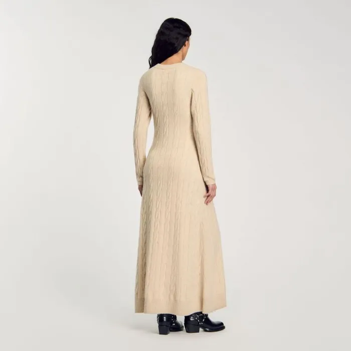 Women Dresses SANDRO Cable Knit Maxi Dress Beige
