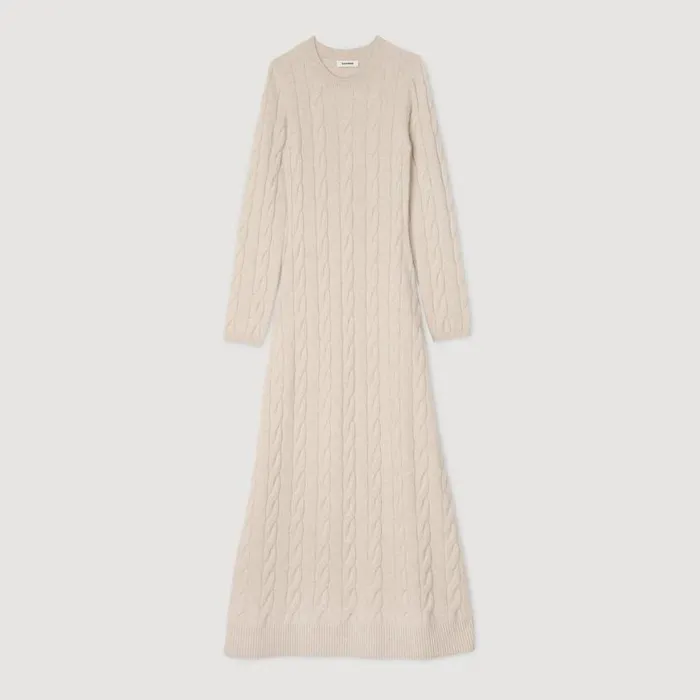 Women Dresses SANDRO Cable Knit Maxi Dress Beige