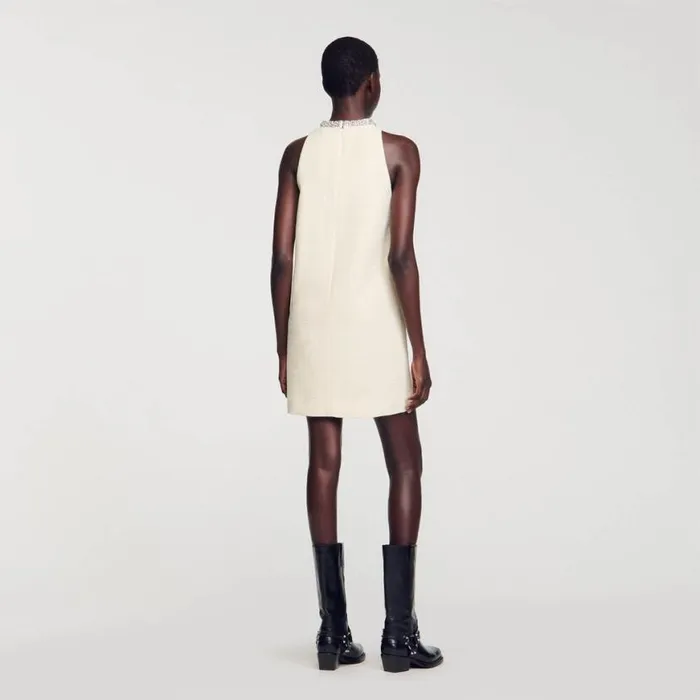 Women Dresses SANDRO Dress With Jewelry Collar Ecru