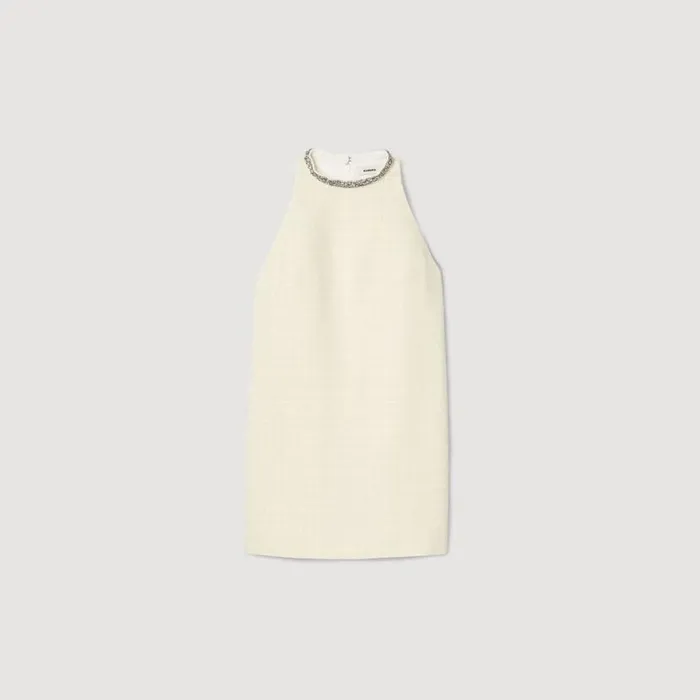 Women Dresses SANDRO Dress With Jewelry Collar Ecru