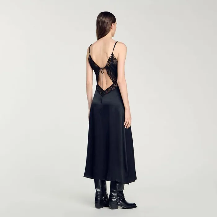 Women Dresses SANDRO Lace Maxi Dress Black