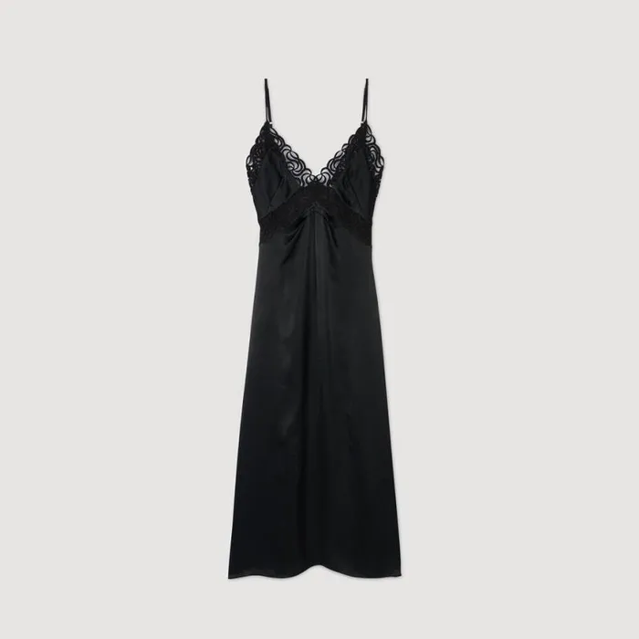 Women Dresses SANDRO Lace Maxi Dress Black