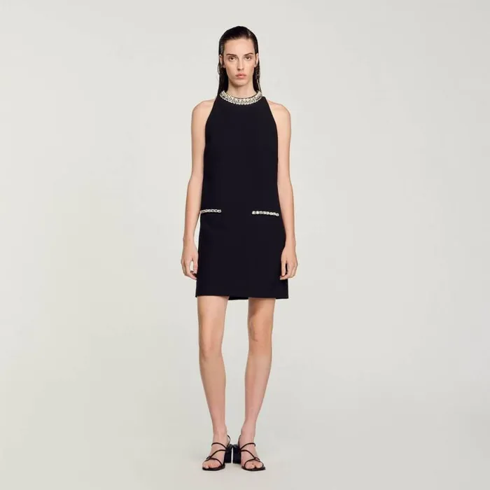Women Dresses SANDRO Rhinestone Dress Black