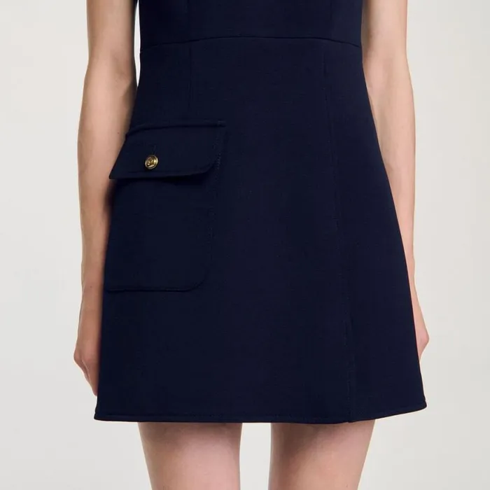 Women Dresses SANDRO Short Dress With Buttons Navy Blue