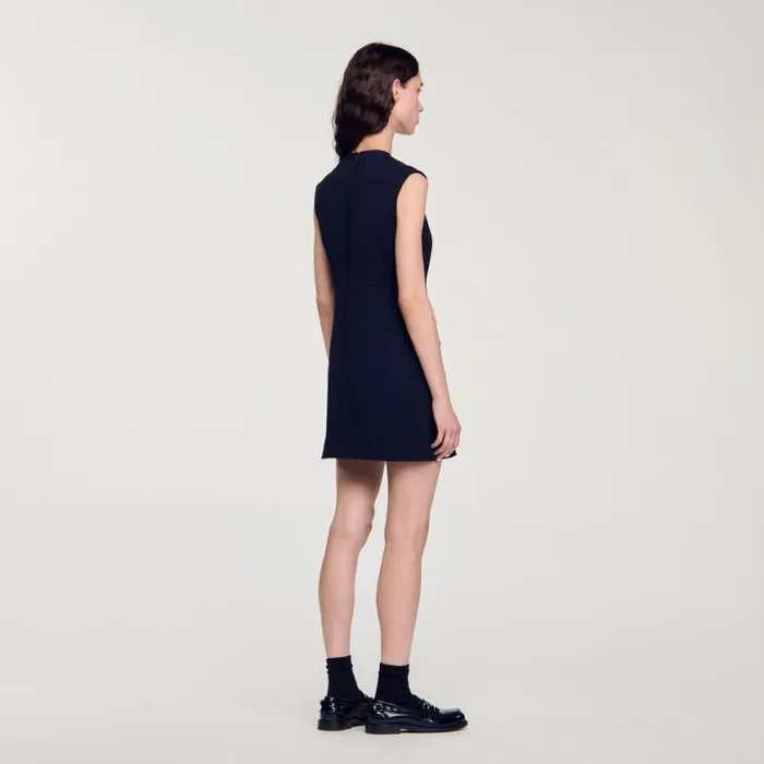 Women Dresses SANDRO Short Dress With Buttons Navy Blue