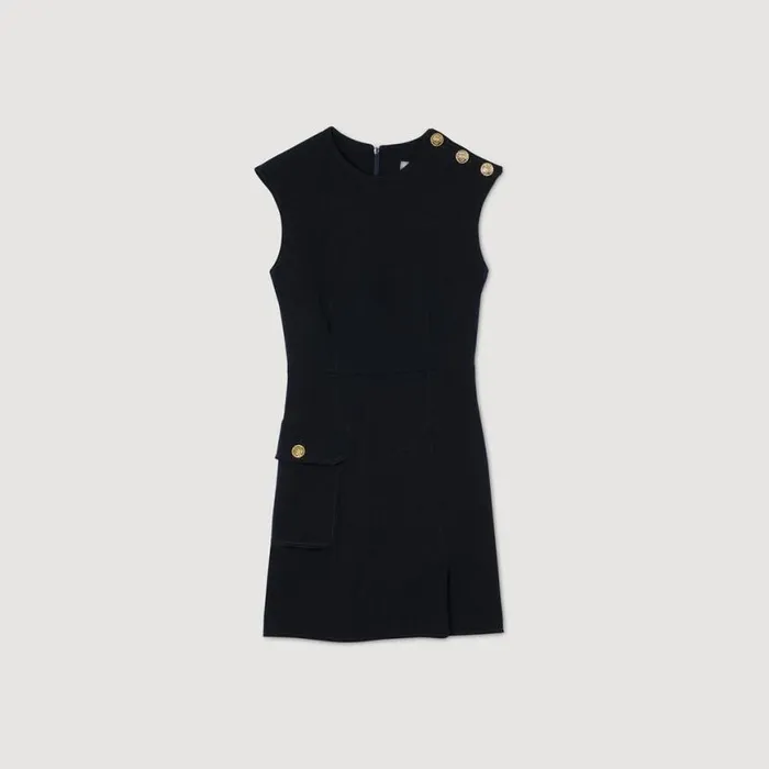Women Dresses SANDRO Short Dress With Buttons Navy Blue