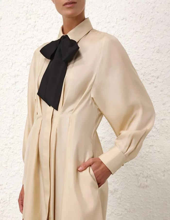 Women Dresses Zimmermann Natura Draped Shirt Dress Cream