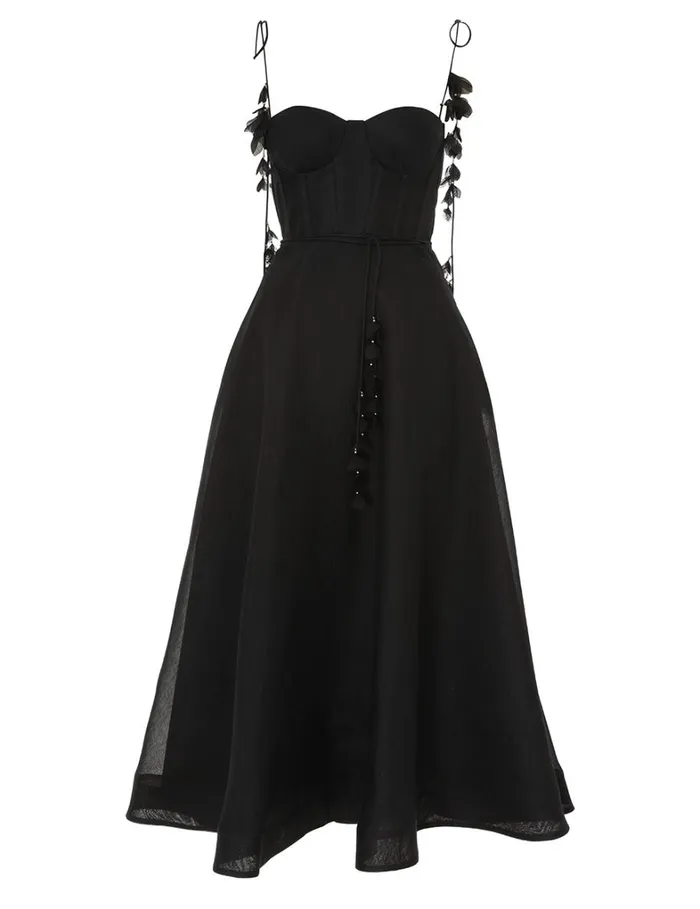 Women Dresses Zimmermann Natura Midi Corset Dress Black