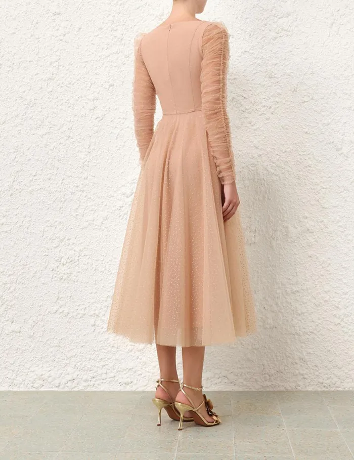 Women Dresses Zimmermann Tulle Ballet Dress Nudegold Dot