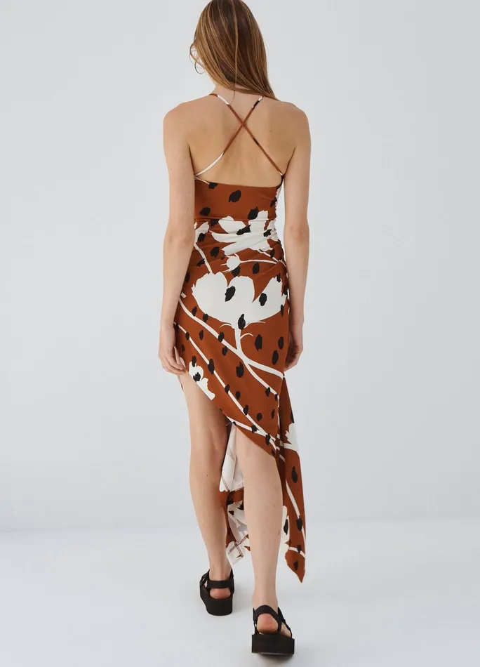 Women Floral Print Draped Slip Dress MONSE Dresses
