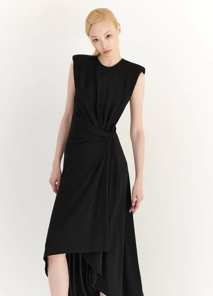 Women Gathered Power Shoulder Dress MONSE Dresses