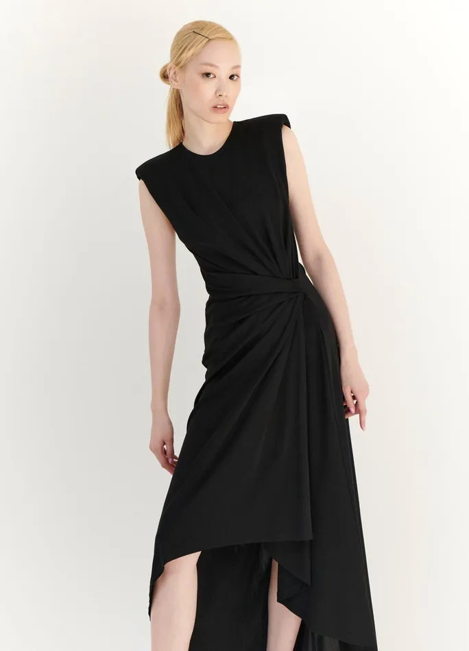 Women Gathered Power Shoulder Dress MONSE Dresses