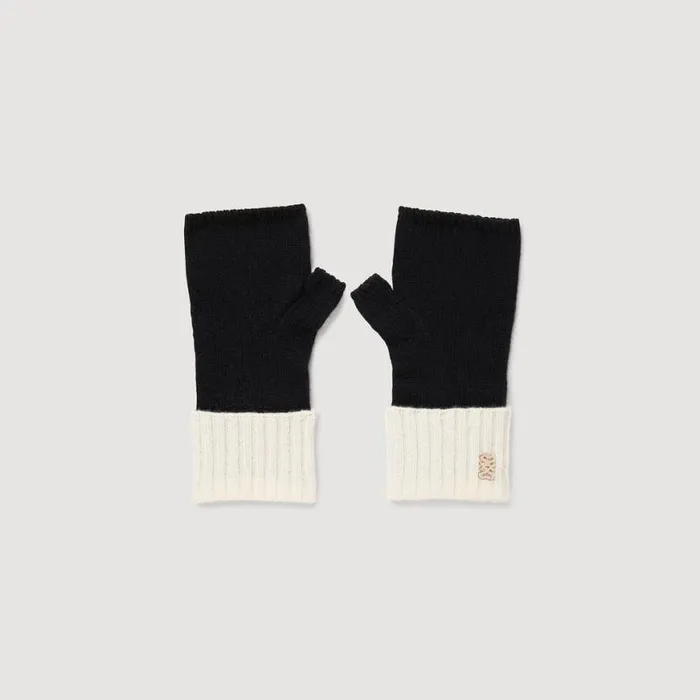 Women Gloves SANDRO Wool And Cashmere Mittens Black
