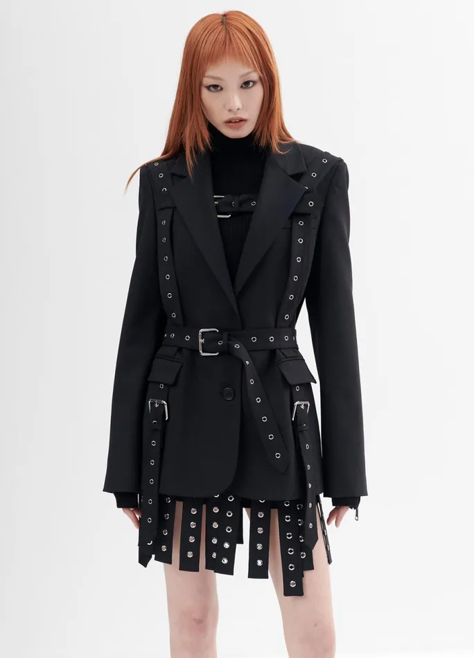 Women Grommet Detail Jacket MONSE Jackets and Coats