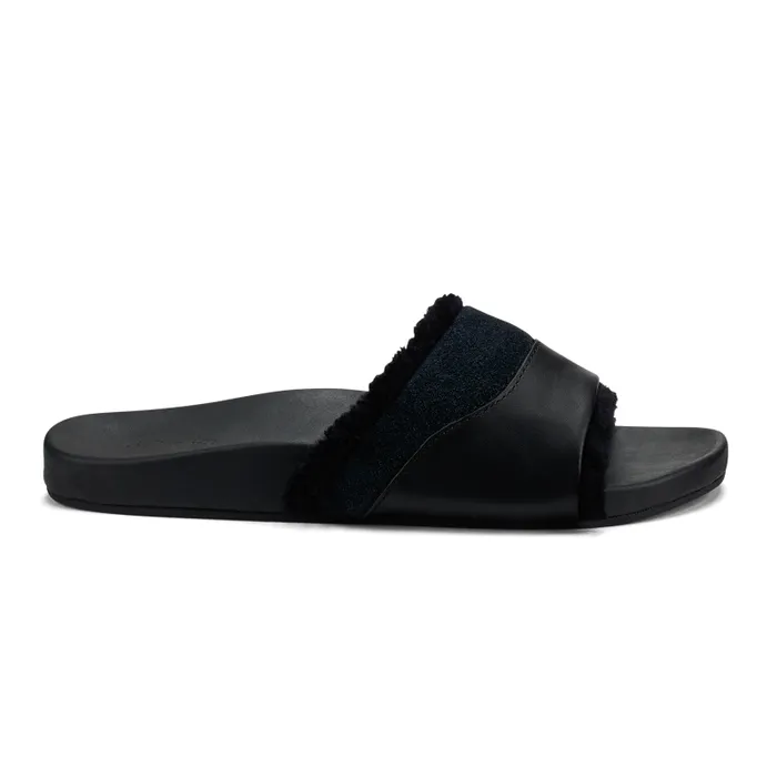 Women Hala Slide Womens Leather Slide Sandals Black Olukai Leather