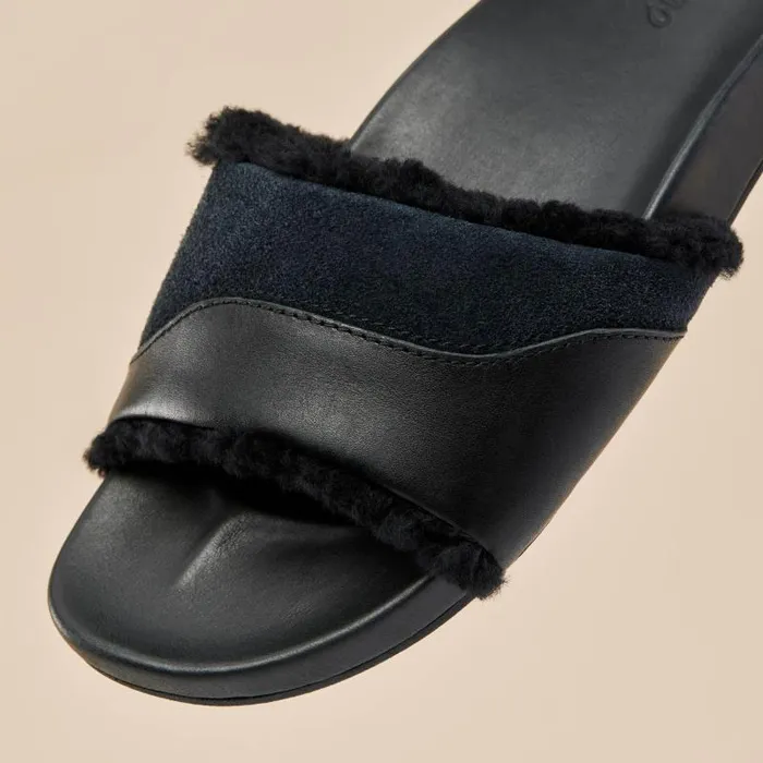 Women Hala Slide Womens Leather Slide Sandals Black Olukai Leather Women Hala Slide Womens Leather Slide Sandals Black Olukai Leather