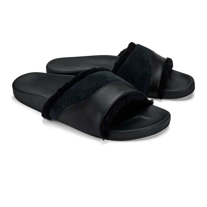 Women Hala Slide Womens Leather Slide Sandals Black Olukai Leather Women Hala Slide Womens Leather Slide Sandals Black Olukai Leather