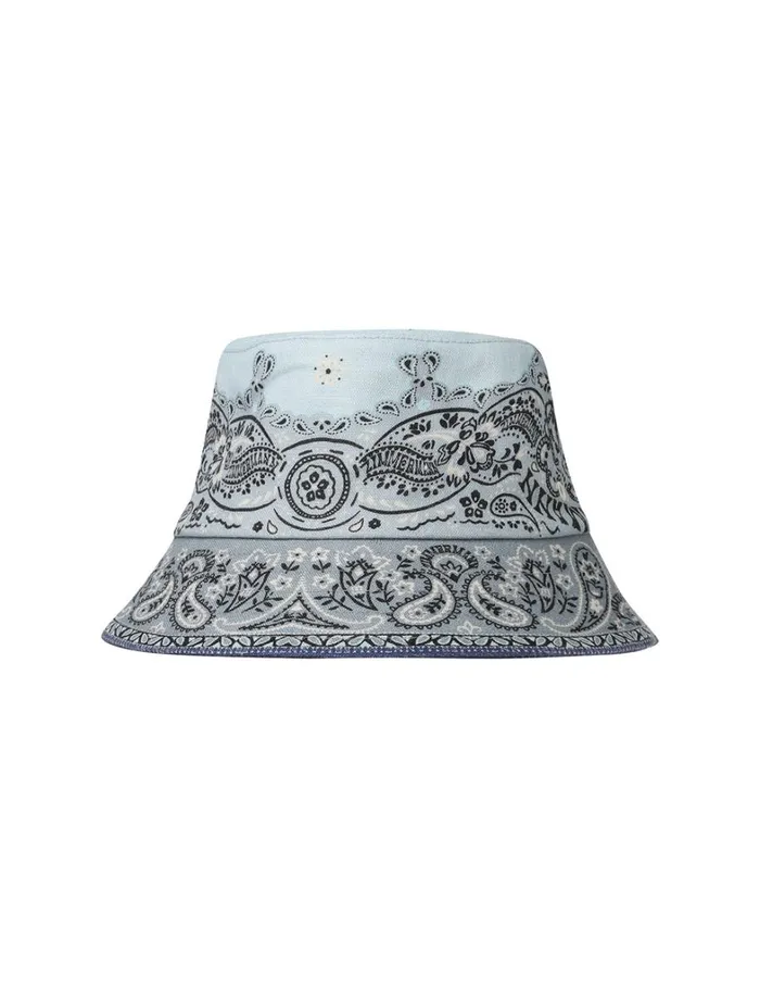 Women Hats Zimmermann Printed Canvas Bucket Hat Blue Bandana