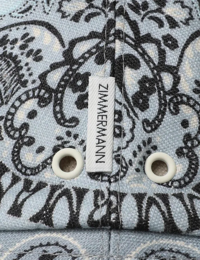 Women Hats Zimmermann Printed Canvas Bucket Hat Blue Bandana