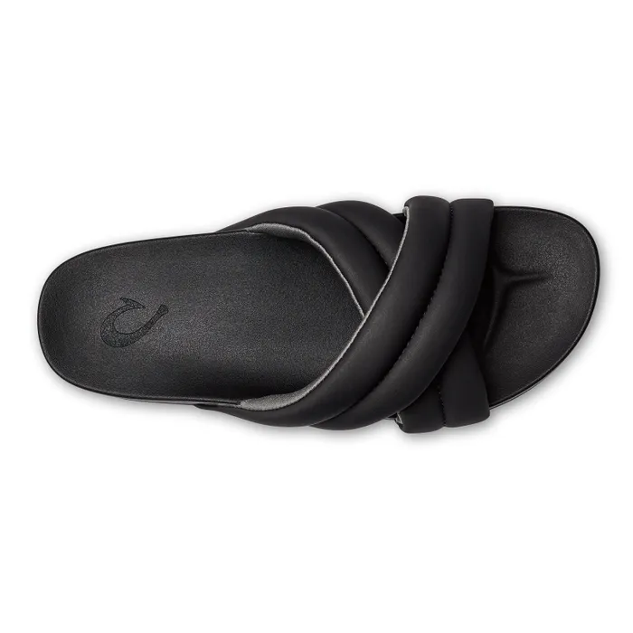 Women Hila Womens Puffy Slide Sandals Black Olukai WaterFriendly Women Hila Womens Puffy Slide Sandals Black Olukai WaterFriendly