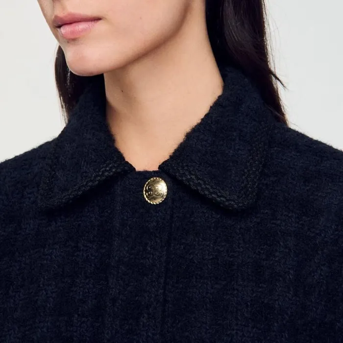 Women Jackets and Blazers SANDRO Cropped Tweed Jacket Black