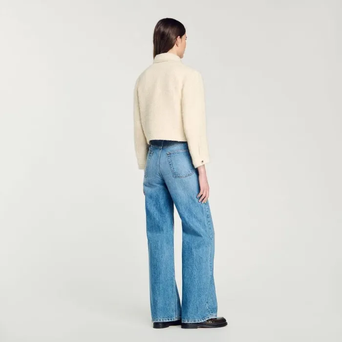 Women Jackets and Blazers SANDRO Cropped Tweed Jacket Ecru