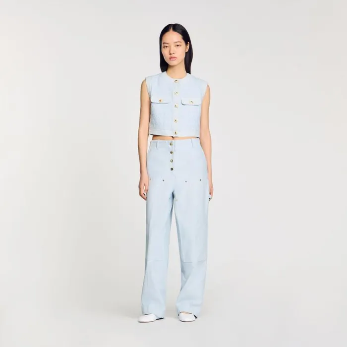 Women Jackets and Blazers SANDRO Decorative Tweed Jacket Sky Blue