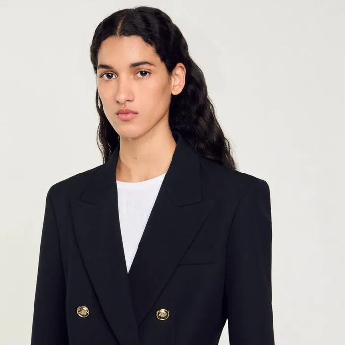 Women Jackets and Blazers SANDRO Doublebreasted Suit Jacket Black