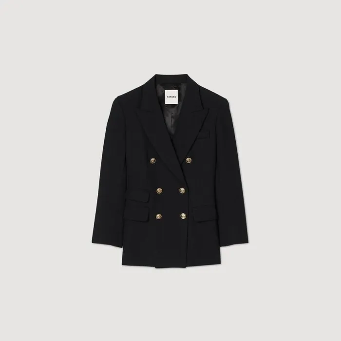 Women Jackets and Blazers SANDRO Doublebreasted Suit Jacket Black
