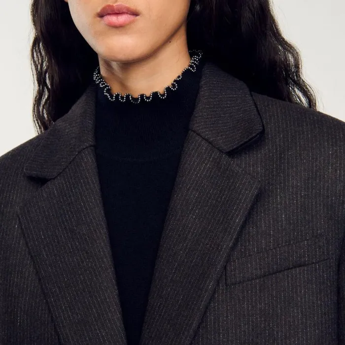 Women Jackets and Blazers SANDRO Suit Jacket Dark Brown