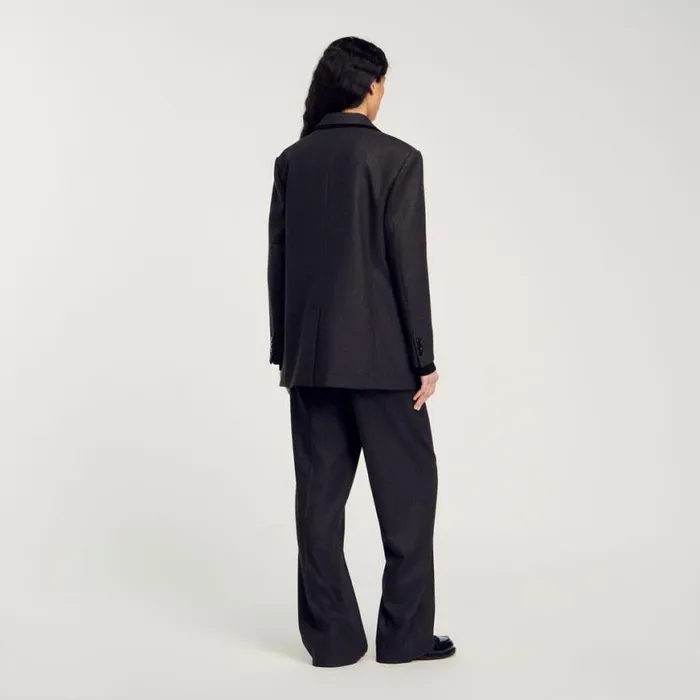 Women Jackets and Blazers SANDRO Suit Jacket Dark Brown
