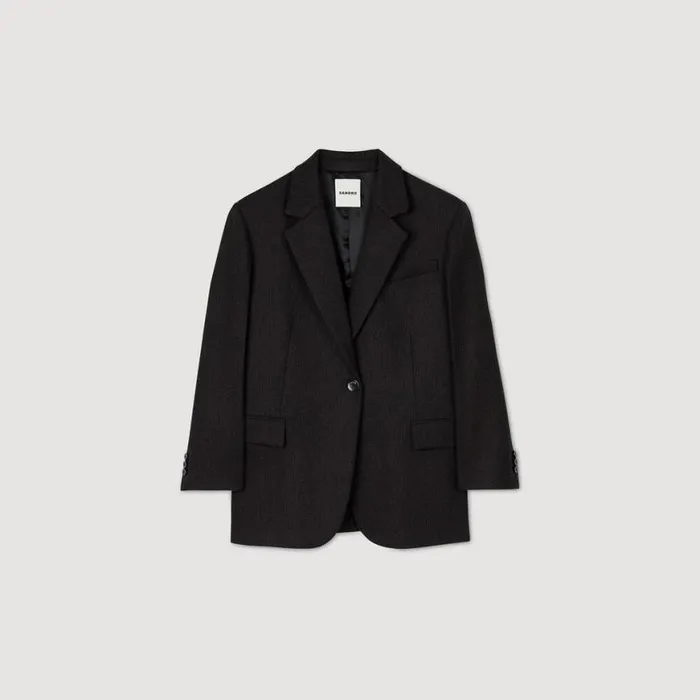 Women Jackets and Blazers SANDRO Suit Jacket Dark Brown