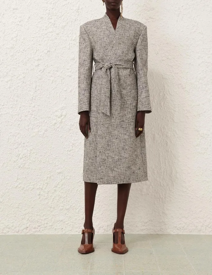Women Jackets and Coats Zimmermann Tranquillity Collarless Coat Blackcream