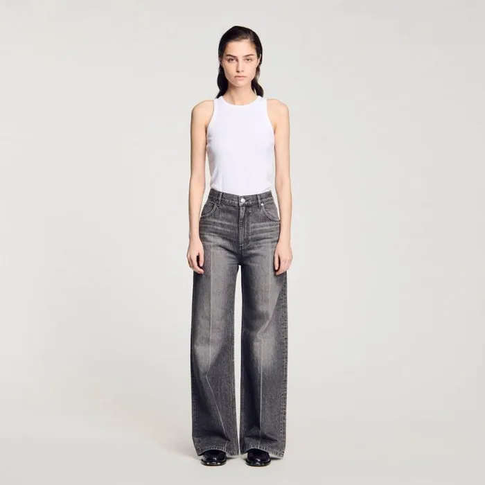 Women Jeans SANDRO Wideleg Jeans Grey