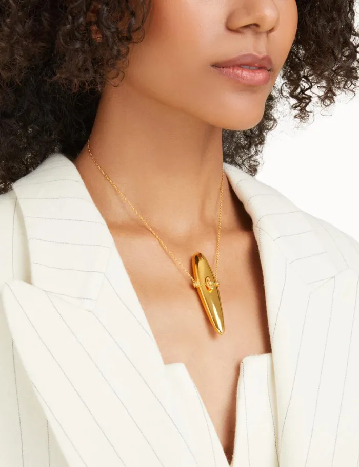 Women Jewellery Zimmermann Paint Stroke Locket Necklace Gold