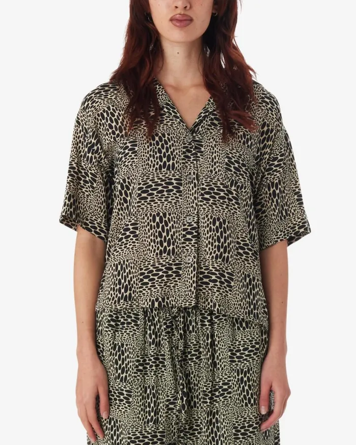 Women JUBATUS SHIRT Oyster Grey Multi OBEY Clothing TOPS