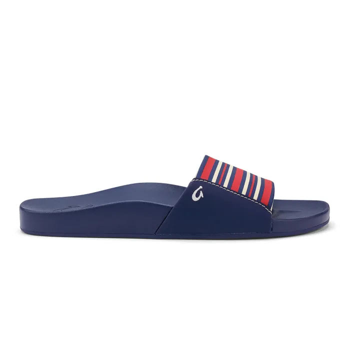Women Kpuni Womens Slide Sandals Trench Blue Stripe Olukai WaterFriendly