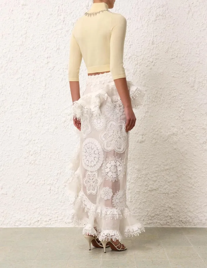 Women Knitwear Zimmermann Matchmaker High Neck Crop Top Lemon