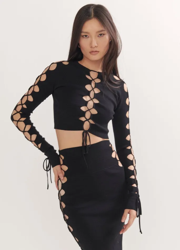 Women Lacing Detail Cropped Sweater MONSE Knitwear
