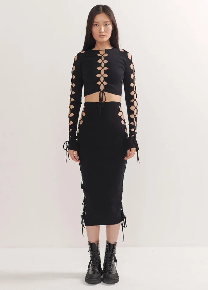 Women Lacing Detail Cropped Sweater MONSE Knitwear
