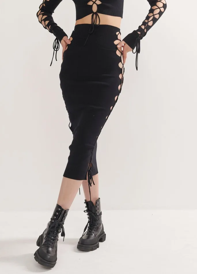 Women Lacing Knitted Skirt MONSE Bottoms