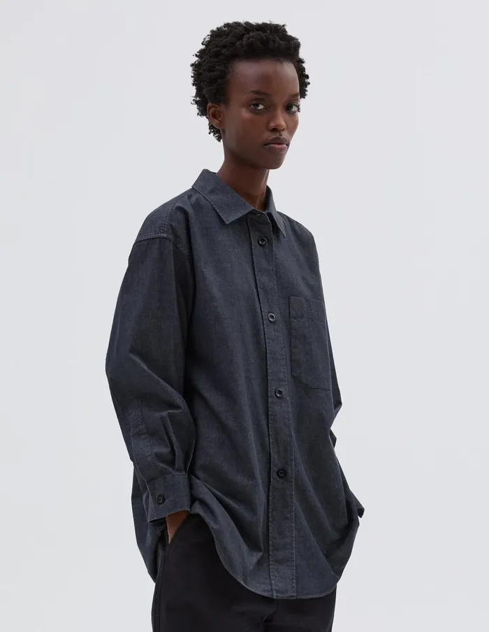 Women Mhl Oversized Painters Shirt Charcoal Margaret Howell Shirts