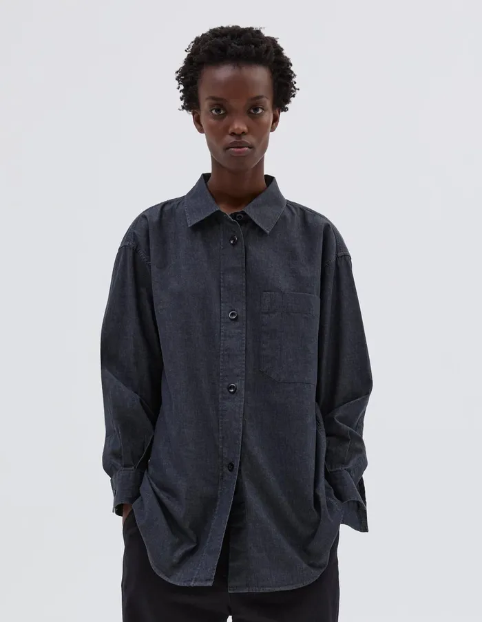 Women Mhl Oversized Painters Shirt Charcoal Margaret Howell Shirts