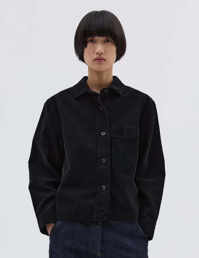 Women Mhl Single Pocket Overshirt Black Margaret Howell Shirts