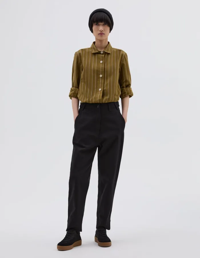 Women Mhl Tab Waist Tapered Trouser Off Black Margaret Howell Trousers