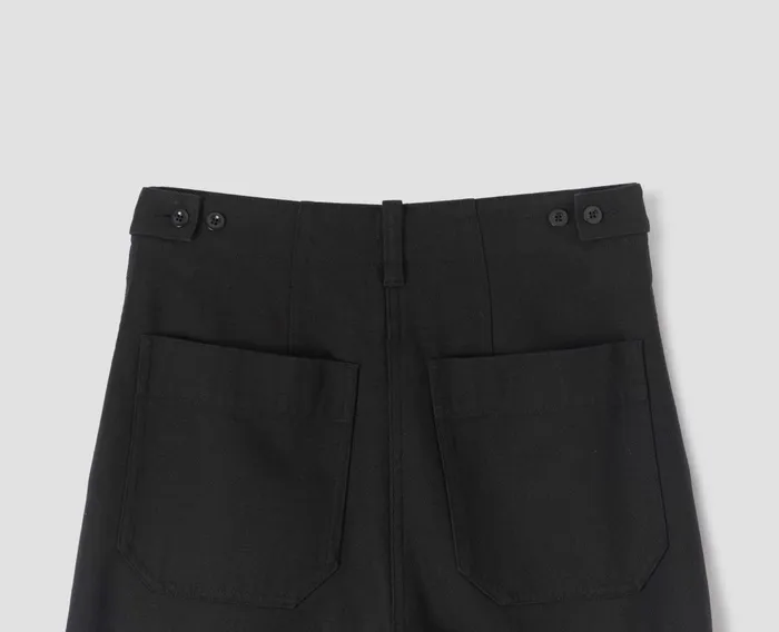 Women Mhl Tab Waist Tapered Trouser Off Black Margaret Howell Trousers